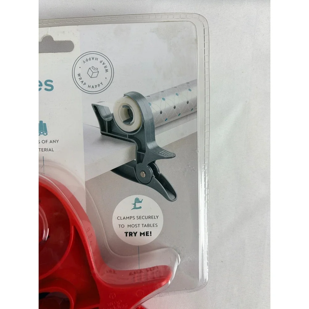 Wrap Buddies Tabletop Gift‎ Wrapping Tool  Cherry Red Tape Dispenser Clamps